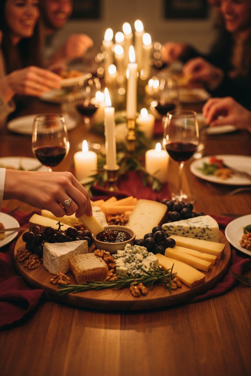 Cheese board at dinner party